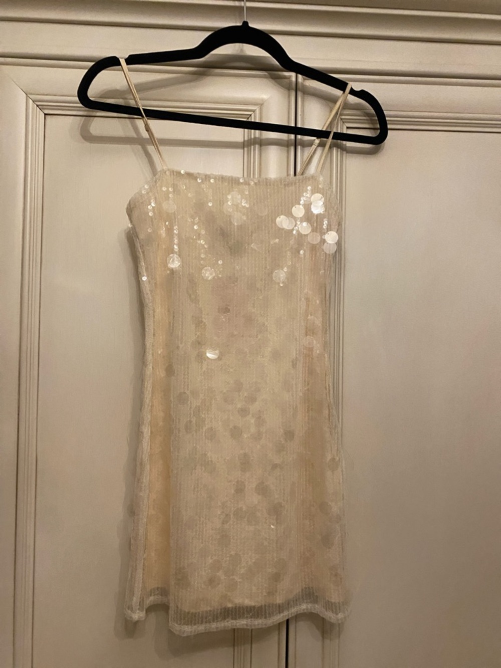 Edikted Cream Sequin Mini Dress